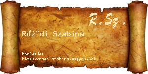Rádi Szabina névjegykártya